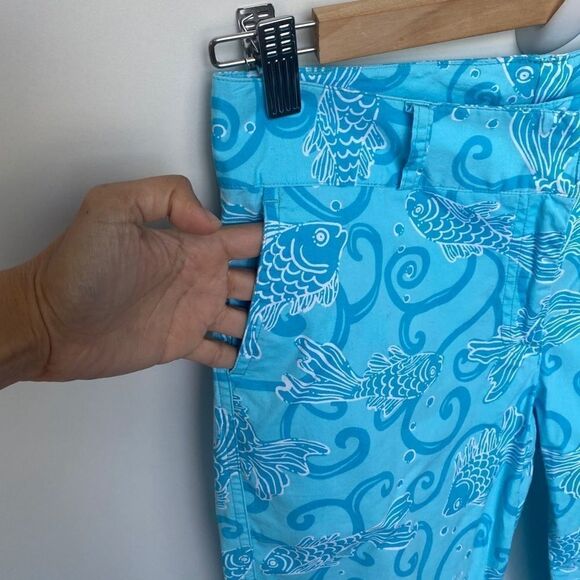 Lilly Pulitzer Blue Koi Fish Pattern Cotton Pants - Picture 3 of 5